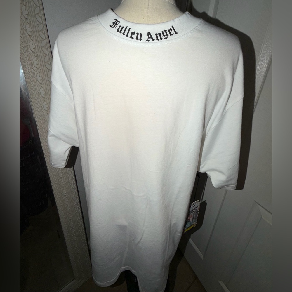 Fallen Angel Men's White Short Sleeve Graphic Collar T-Shirt